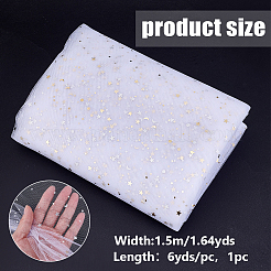 6ヤードの星柄ポリエステルメッシュ生地  diyクラフトアクセサリー用  ホワイト  1500mm&nbsp;DIY-WH0060-94A