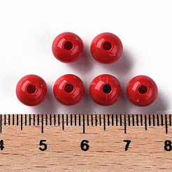 不透明なアクリルビーズ  ラウンド  ファイヤーブリック  8x7mm  穴：2mm  約1745個/500g&nbsp;MACR-S370-C8mm-A14