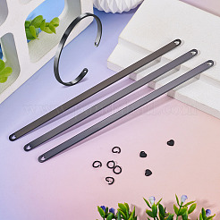DIYカフバングル作りキット  ステンレススチール製バングルブランク3個付属  304ステンレススチールチャーム3個とオープン丸カン5個  ブラック&nbsp;DIY-TA0014-48A