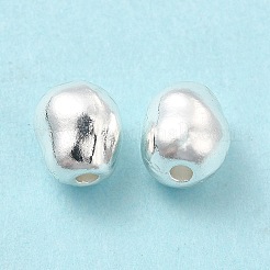 長持ちメッキ合金ビーズ  カドミウムフリー＆ニッケルフリー＆鉛フリー  ポテト  銀  7x6mm  穴：1.4mm&nbsp;FIND-C020-12S