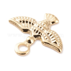 真鍮製チャーム  カドミウムフリー＆鉛フリー  鳥  24KGP本金メッキ  8.5x9x1mm  穴：1.2mm&nbsp;KK-Y003-31G