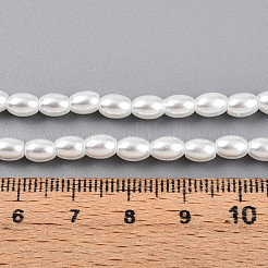 ベーキングペイントパール化ガラスパールビーズ連売り  ライス  乳白色  6x4~4.5mm  穴：0.9mm  約135~137個/連  31.10~31.61''（79~80.3センチメートル）&nbsp;HY-T002-01C-01