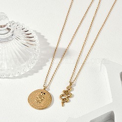 304 Stainless Steel Stackable Double Layer Necklaces&nbsp;NJEW-S435-03G-B