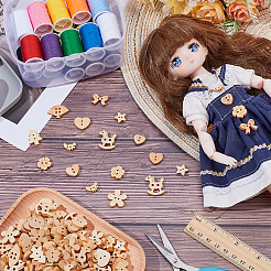 240Pcs 12 Styles 2-Hole Wood Buttons&nbsp;BUTT-WR0001-27