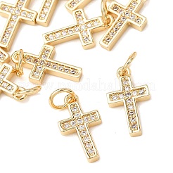 CZ Brass Micro Pave Cubic Zirconia Cross Charms&nbsp;ZIRC-L018-16G