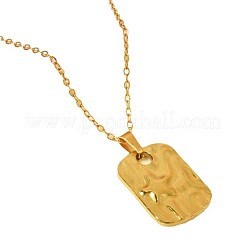 304 Stainless Steel Textured Rectangle with Star Pendant Necklaces for Women&nbsp;WGD11CE-02