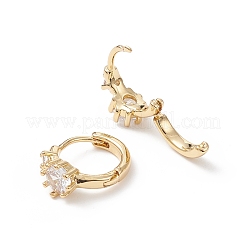 Cubic Zirconia Flower Hoop Earrings&nbsp;EJEW-B014-19G