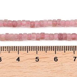 天然石ストロベリークォーツビーズ連売り  多面カット  六角  4x4x2~2.5mm  穴：0.9mm  約156個/連  15.24''（38.7センチメートル）&nbsp;G-G345-C22-2x4mm