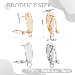 20Pcs 2 Colors Brass Stud Earring Findings&nbsp;KK-ME0002-55