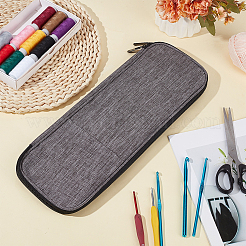 ポリエステル布製かぎ針収納ジッパーバッグ  長方形  グレー  40x15.5x1.5cm&nbsp;AJEW-CY0002-96