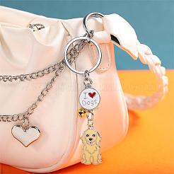Wewaysmile 犬用キーホルダー 2個 車用キーホルダー ペットペンダント キーリング 可愛い犬用キーリング ポータブル メタルキーホルダー ペット愛好家へのギフト 誕生日 子犬テーマ パーティー用品 (金色の毛の犬)  プラチナ  10.6x2.6cm&nbsp;JX787A