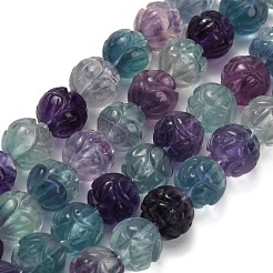 Natural Fluorite Carved Beads Strands&nbsp;G-L634-J04-B02
