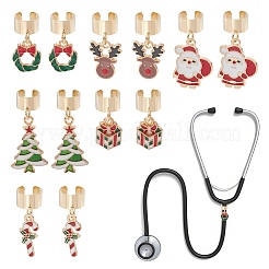 6Pcs Christmas Alloy Enamel Stethoscope Pendant Decorations&nbsp;HJEW-JM03708