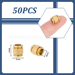 202ステンレススチールビーズ50個  コラム  18KGP本金メッキ  7x8mm  穴：4mm&nbsp;STAS-UN0064-73