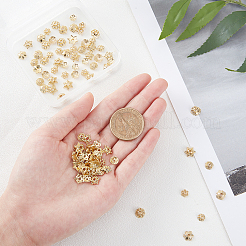 160スタイルラックメッキ合金フラワービーズキャップ8個  6花びら  鉛フリー＆カドミウムフリー  長持ちメッキ  18KGP本金メッキ  20個/スタイル&nbsp;KK-PH0003-60