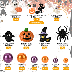 ハロウィンテーマのDIYジュエリー製作キット  ABSプラスチック模造真珠とガラスビーズを含む  合金ペンダント  樹脂とポリマークレイのカボション  ミックスカラー&nbsp;DIY-SP0005-48