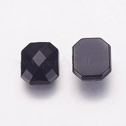 台湾アクリルラインストーンカボション  フラットバックと多面カット  レクタングルオクタゴン  ブラック  25x18mm&nbsp;ACRT-G020-18x25mm-01