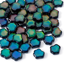 50PCSガラスビーズ  温度感知色変化ビーズ  足跡  ブラック  13.5x13.5x5mm  穴：1.3mm&nbsp;GLAA-TA0003-72