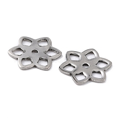 変色しにくい201ステンレススチールチャーム  花  ステンレス鋼色  14x14x0.8mm  穴：1.5mm&nbsp;STAS-K217-18
