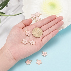 ライトゴールドメッキの合金エナメルペンダント  花  桃パフ  17x14.5x1.5mm  穴：1.6mm&nbsp;X-ENAM-R136-17A