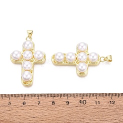 Brass & ABS Plastic Pearl Pendants&nbsp;PL-CBA8590-01G