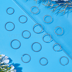 150個 3スタイル 304ステンレススチールオープン丸カン  ツイストラウンド  ステンレス鋼色  16~20.5x1~1.1mm  内径：15~18.3mm  50個/スタイル&nbsp;STAS-DC0009-05