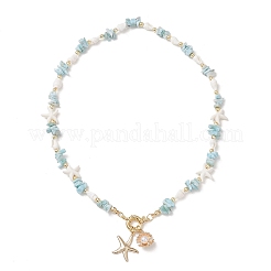 Ocean 304 Stainless Steel Starfish & Alloy Shell Shape Pendant Necklaces&nbsp;NJEW-JN06291