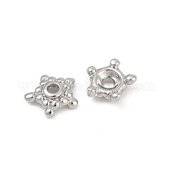 真鍮ビーズ  スター  プラチナメッキ  6x6.5x2mm  穴：1.2mm&nbsp;KK-D375-15P