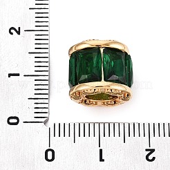 304ステンレススチール製キュービックジルコニアヨーロピアンビーズ  コラム  大穴ビーズ  PVD真空メッキ  18KGP本金メッキ  濃い緑  11.5x13x11.5mm  穴：6x5mm&nbsp;STAS-N128-01G-02