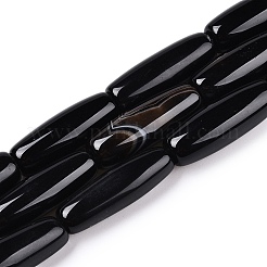 天然瑪瑙の染色・加熱ビーズ連売り  ライス  ブラック  39.5~41x11~15mm  穴：3mm  約10個/連  15.35~16''（39~40センチメートル）&nbsp;G-T138-230C
