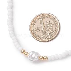 Plastic Imitation Keshi Pearl & Round Glass Seed Beaded Necklaces for Women&nbsp;NJEW-JN05462