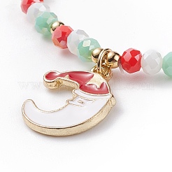4Pcs 4 Style Glass Stretch Bracelets Set with Word Xmas Joy Acrylic Beads&nbsp;BJEW-TA00126