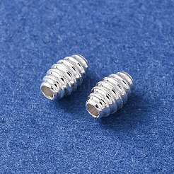 真鍮ビーズ  バレル  長持ちメッキ  鉛フリー＆カドミウムフリー  ラックめっき  925銀メッキ  5x3mm  穴：1mm&nbsp;KK-C157-54S