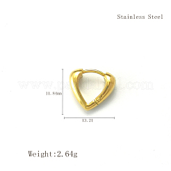 スタイリッシュな304ステンレススチールのトライアングルフープピアス  18KGP本金メッキ  11.84x13.21mm&nbsp;IQ2108-2