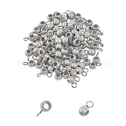 304ステンレス鋼チューブベイル  ループベイル  テクスチャ  ロンデル保釈ビーズ  ステンレス鋼色  7x4x3mm  穴：2mm  内径：2mm  100個/箱&nbsp;STAS-UN0005-49
