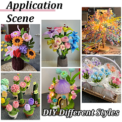チューリップツイストスティックのDIYキット  パイプクリーナーを含む  DIYぬいぐるみスティック  鉄の茎の花棒  包装紙  ナイロンオーガンジーリボンとマスキングテープ  ミックスカラー  300x5~6mm&nbsp;AJEW-SC0032-04