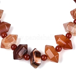 Natural Red Agate Round & Cone Beaded Necklaces&nbsp;NJEW-N064-03L