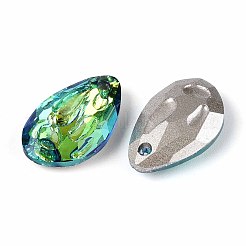 112個の電気メッキガラスチャーム  ティアドロップ  多面カット  黄緑  18x11.5x5.5mm  穴：1.8mm&nbsp;EGLA-T029-04D