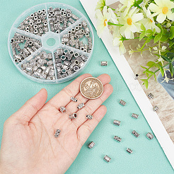 210個6スタイルチベットスタイルアロイスペーサービーズ  コラム  アンティークシルバー  6~8.5x5~6.5mm  穴：2~4mm  約35個/スタイル&nbsp;FIND-HY0003-56