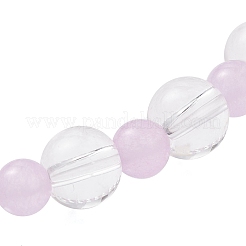 Natural Dyed Malaysia Jade & Synthetic Quartz Crystal Round Beaded Stretch Bracelets for Women&nbsp;BJEW-JB12253-02