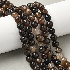染め加工天然石瑪瑙カット加工ラウンドビーズ連売り  コーヒー  8mm  穴：1mm  約43~45個/連  14~14.5インチ&nbsp;G-E320E-8mm-14
