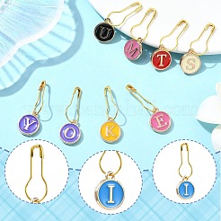 Alloy Enamel Flat Round with Letter A~Z Locking Stitch Marker Sets&nbsp;FIND-CJC0010-113