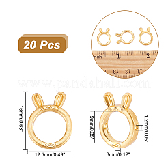 真鍮製のビーズフレーム  兎  ゴールドカラー  16x12.5x9x3mm  穴：1.2mm  20個/箱&nbsp;KK-AR0002-87
