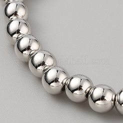 CCB プラスチック ラウンド ビーズ ストレッチ ブレスレット  プラチナ  ビーズ：6mm  内径：2インチ（5.2cm）&nbsp;BJEW-WH0023-03C-P