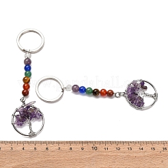 Gemstone and Natural Amethyst Chakra Keychain&nbsp;KEYC-P037-B02