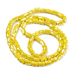 AB色ガラスビーズ連売りメッキ  多面的な竹の棒  きいろ  8x6x4~4.5mm  穴：1.2mm  約68~70個/連  20.86~21.65インチ（53~55cm）&nbsp;EGLA-P051-06B-B03