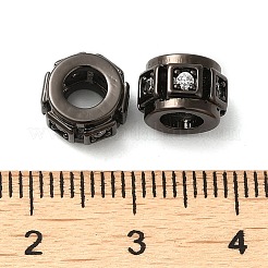 ラックメッキ真鍮製キュービックジルコニアビーズ  長持ちメッキ  カドミウムフリー＆鉛フリー  中空柱  ガンメタ色  8.5x6mm  穴：4mm&nbsp;KK-Z033-24B