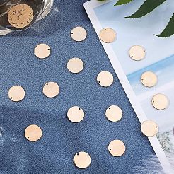 真鍮製ペンダント  長持ちメッキ  ニッケルフリー  フラットラウンド  18KGP本金メッキ  16x1mm  穴：1.5mm  30個/箱&nbsp;KK-FH0001-03G-NF
