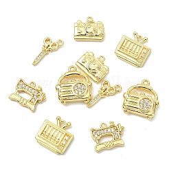 10Pcs 5 Styles Brass Micro Pave Clear Cubic Zirconia Pendants&nbsp;KK-CJ0004-26G