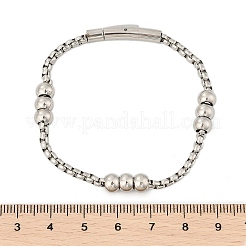 304ステンレススチールボールチェーンブレスレット女性男性用  マグネットスナップ付き  ステンレス鋼色  7-5/8x1/8インチ（19.3x0.3cm）&nbsp;BJEW-Z087-22P